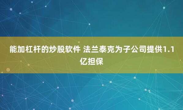 能加杠杆的炒股软件 法兰泰克为子公司提供1.1亿担保